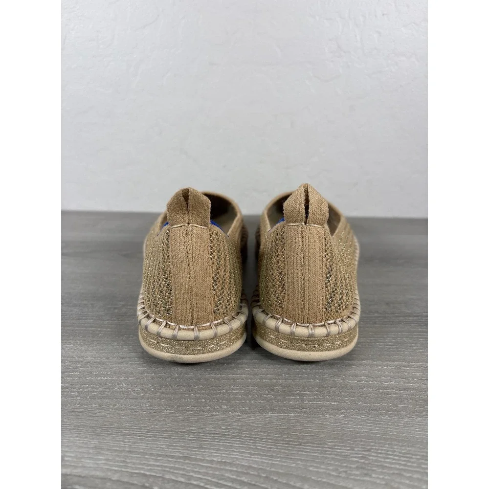 Rothys The Espadrille Gold Metallic Shimmer Knit Slip On Flats Womens 7.5